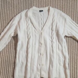 Talbots Ivory Cable Knit Cardigan